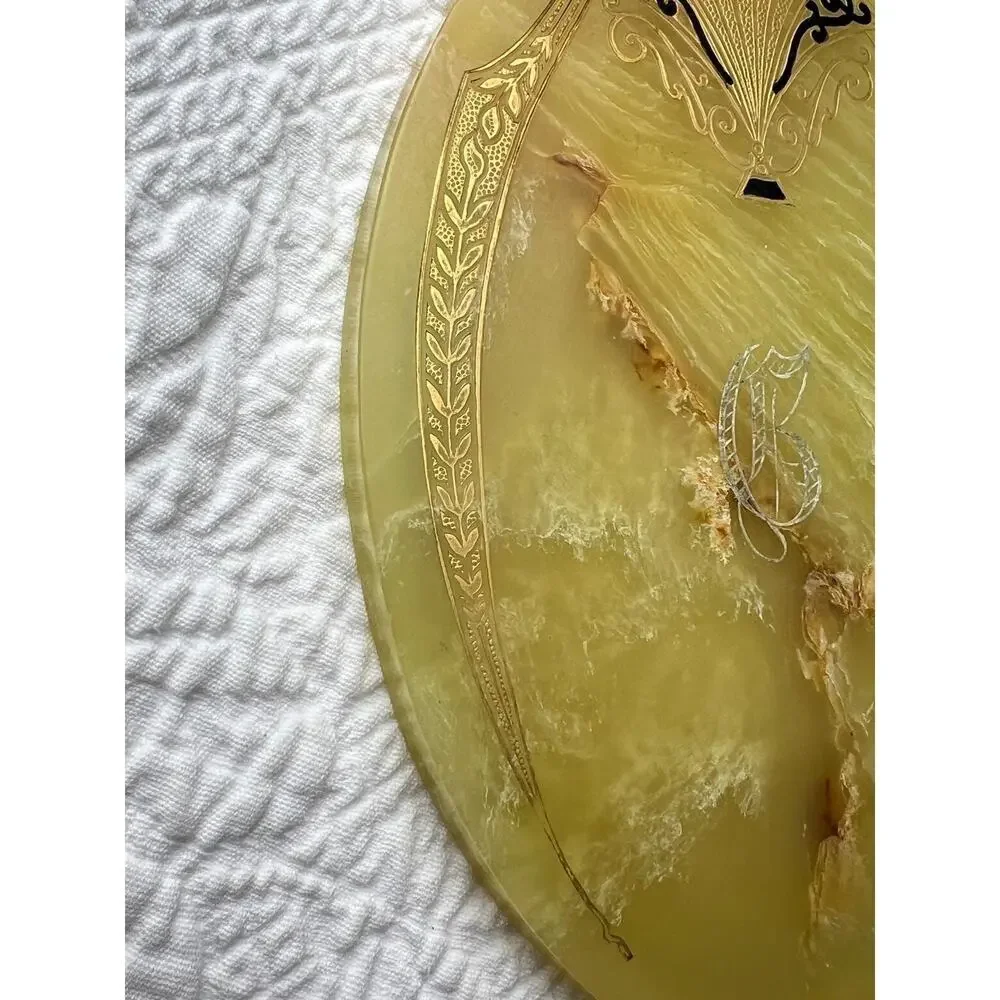 Vintage Art Deco Hand Mirror Gilt Fan Motif Celluloid 1920–30 Original Glass